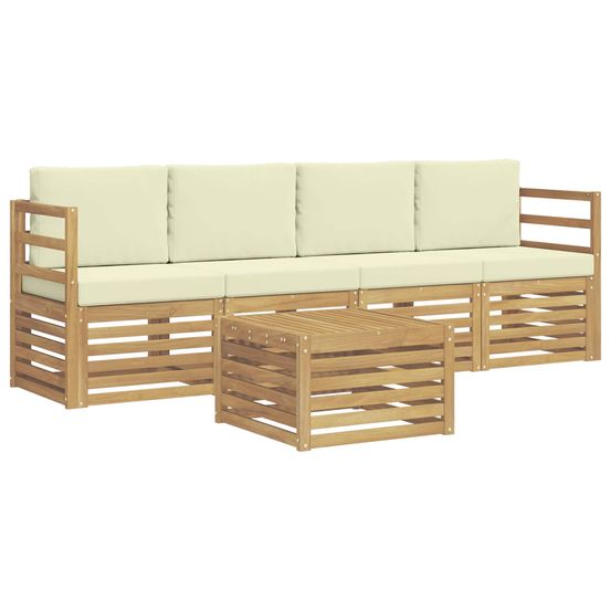 Ensemble de canapés d'extérieur 5 pc blanc et crème polyester