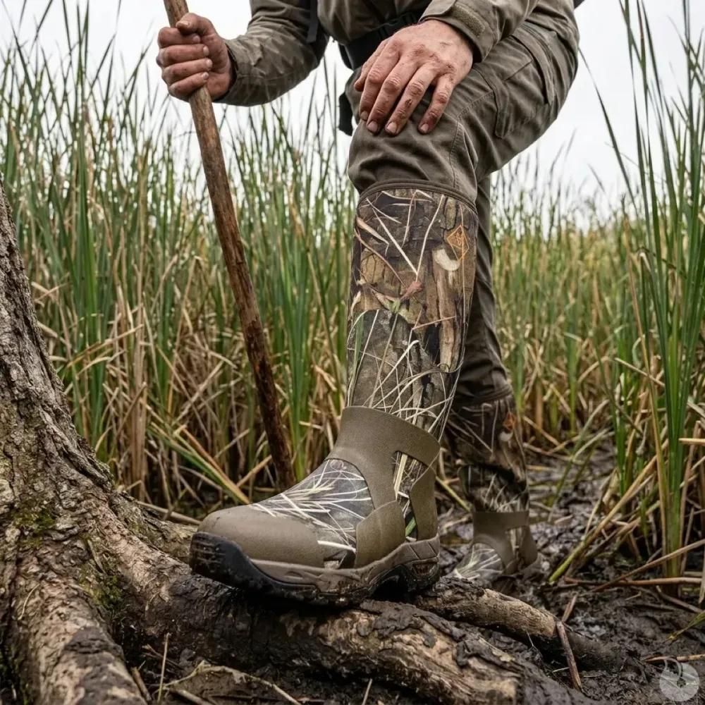 Bottes camo roseaux caoutchouc doublure jersey 5mm