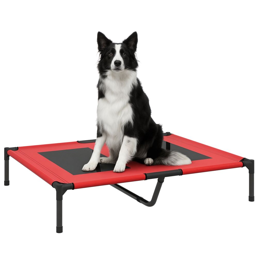 Lit de camp surélevé pour chien métal extérieur couchage respirant rouge - comfortxl outdoor living