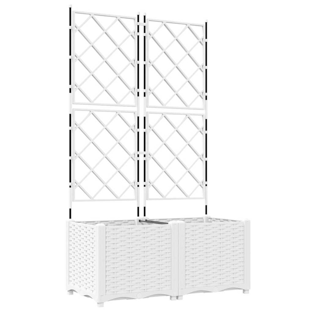 Cache-pot de jardin 2 pcs blanc 80 x 40 x 143 cm acier
