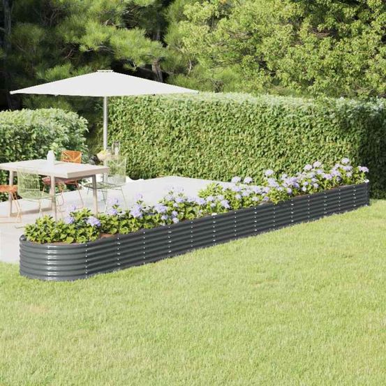 Carré potager ovale acier galvanisé jardin anthracite 620x80x36 cm