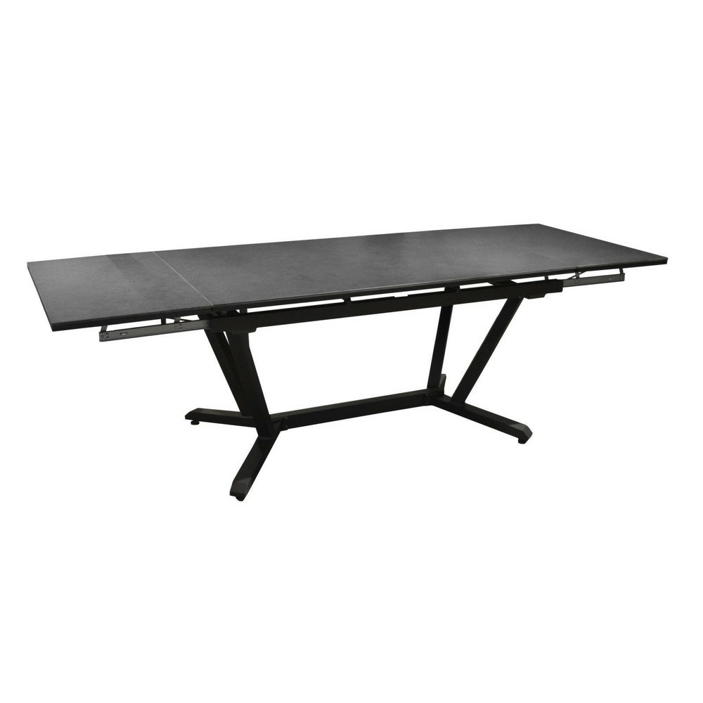 Table de jardin vita graphite/gris en aluminium 180/230/280 x100 cm - plateau kedra