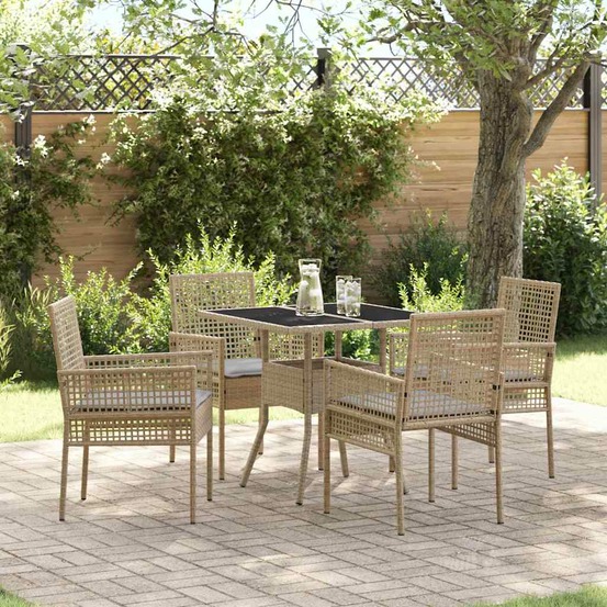 Ensemble de salle à manger pour jardin 5 pcs beige polyrotin