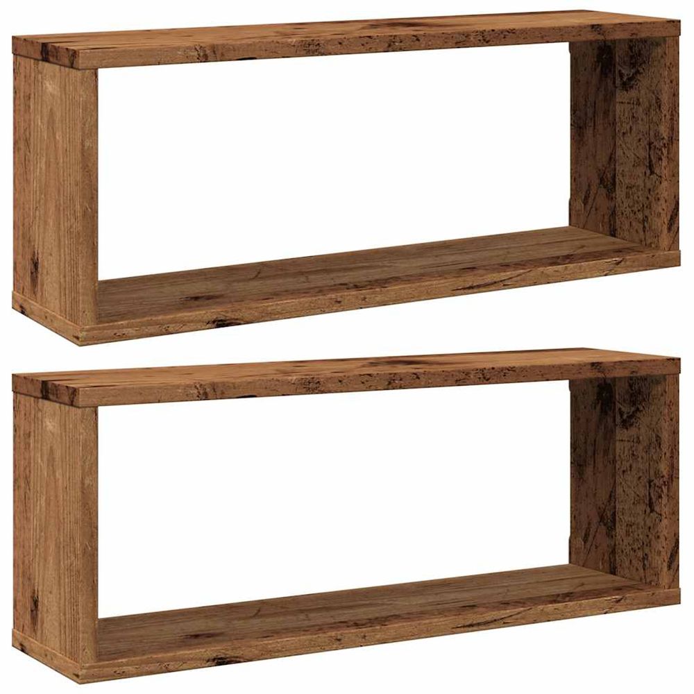 Étagères murales cube 2 pcs vieux bois 60x15x23 cm