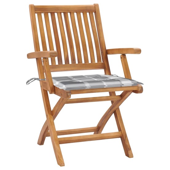 Chaises pliables de jardin avec coussins lot de 4 teck solide