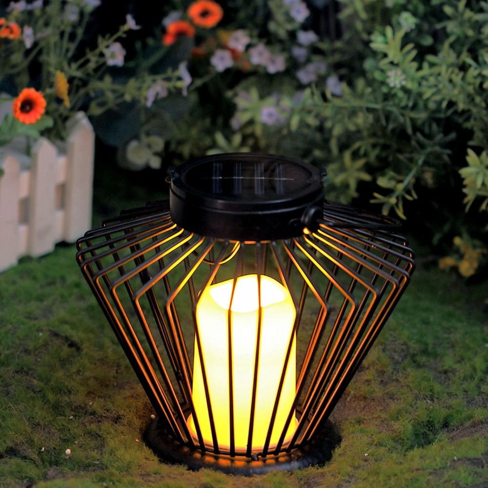 Lanterne solaire rio - triangle - effet flamme vacillante - extérieur