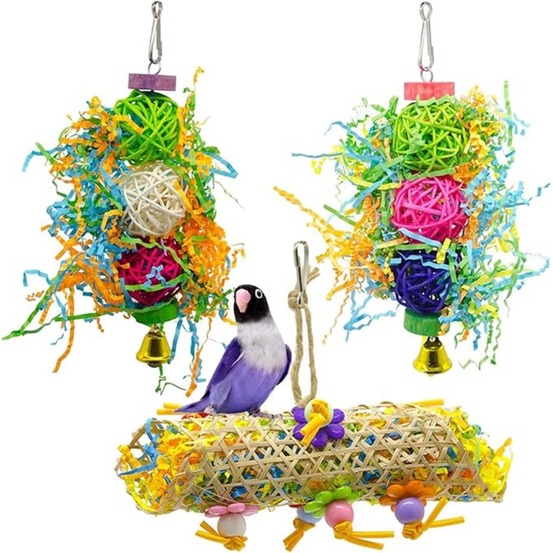 3 pcs jouets pour oiseaux dtopbuyage
