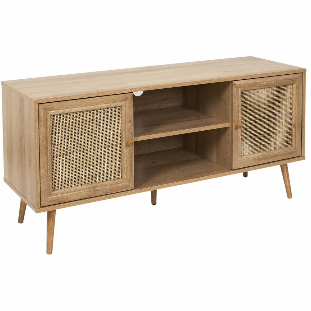 Meuble tv cannage et bois 2 portes bali