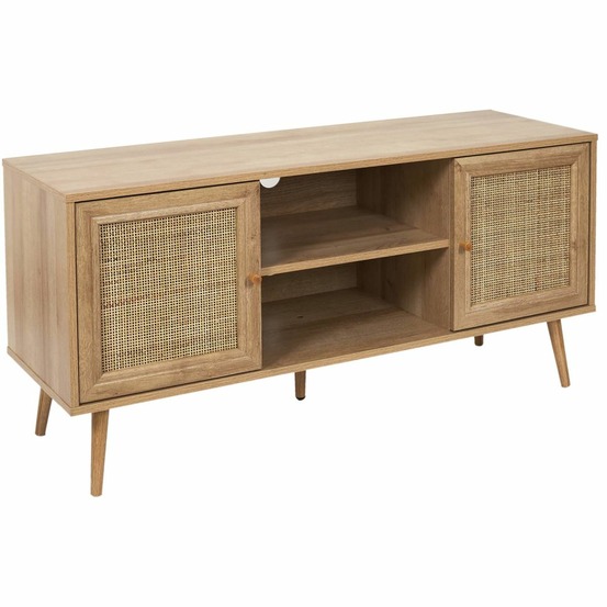 Meuble tv cannage et bois 2 portes bali