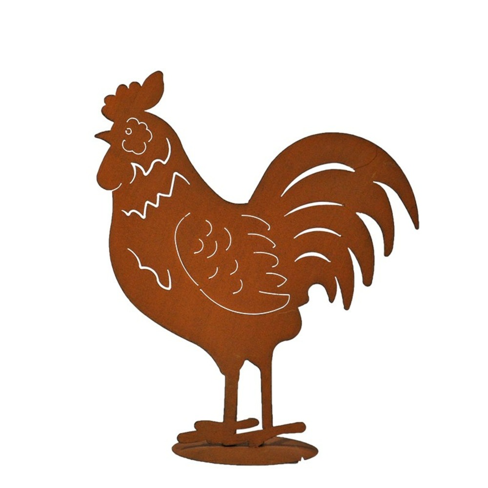 Silhouette déco jardin coq 34x15x40cm