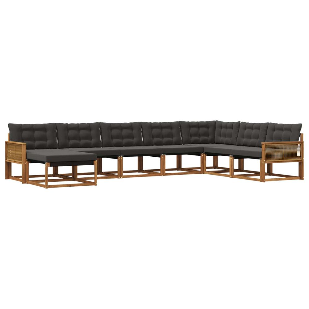 Ensemble de canapés d'extérieur 8 pc naturel et noir