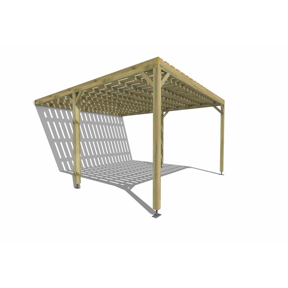 Pergola bois • 4m x 5m • adossée • sens largeur • platelage bois • livraison comprise