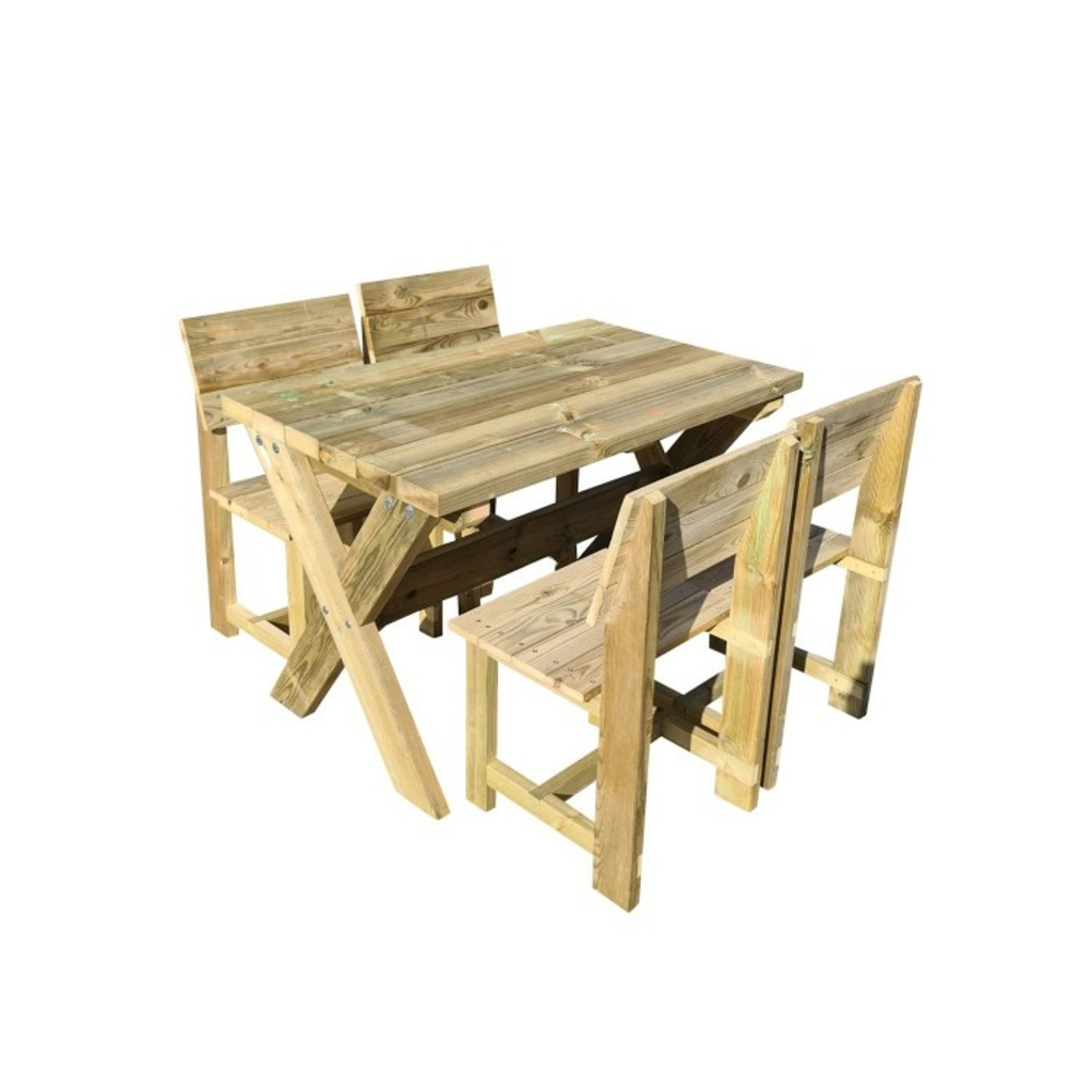 Table en bois masgames xerta 120 avec chaises masgames batea brun