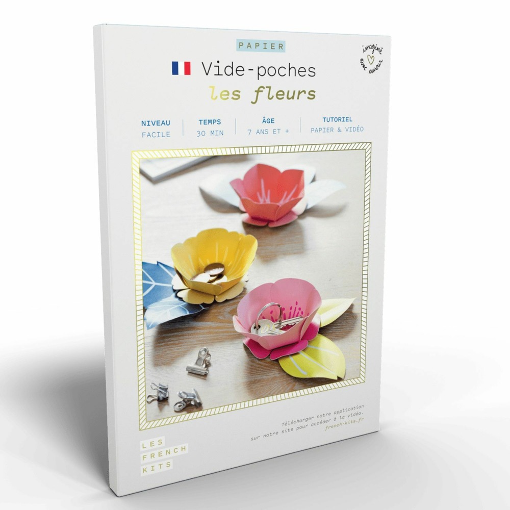 Coffret diy papier - 3 vide-poches - fleurs