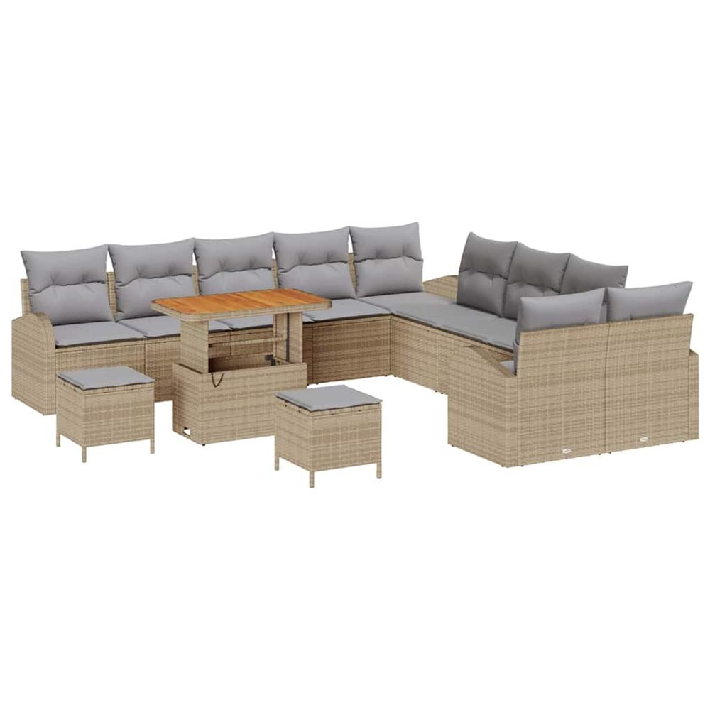 Ensemble de canapé de jardin 13 pc beige polyrotin