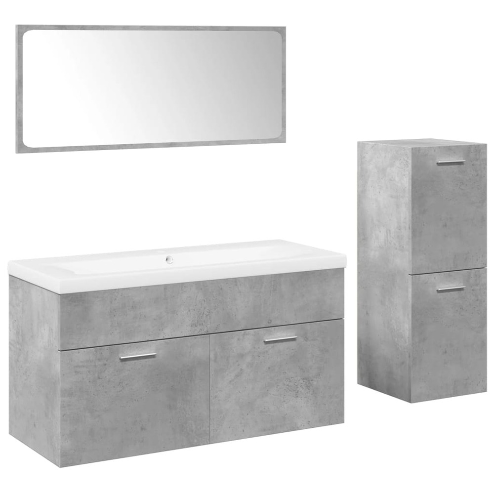 Ensemble de meubles de salle de bain 4 pcs gris béton