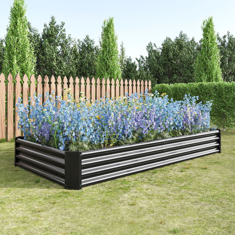 Carré potager acier galvanisé xxl jardin extérieur légumes fleurs 232x113cm noir