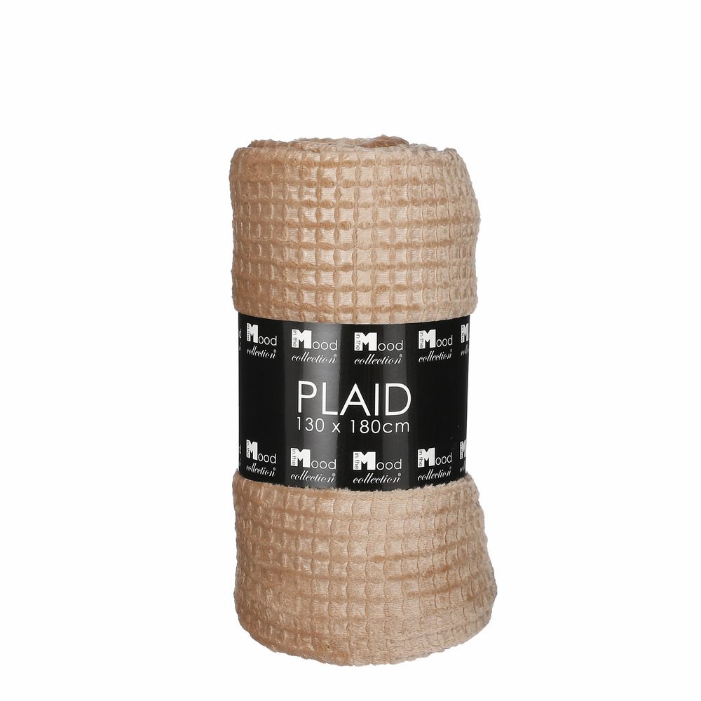 In the mood collection - plaid polaire en polyester marron clair 180x130