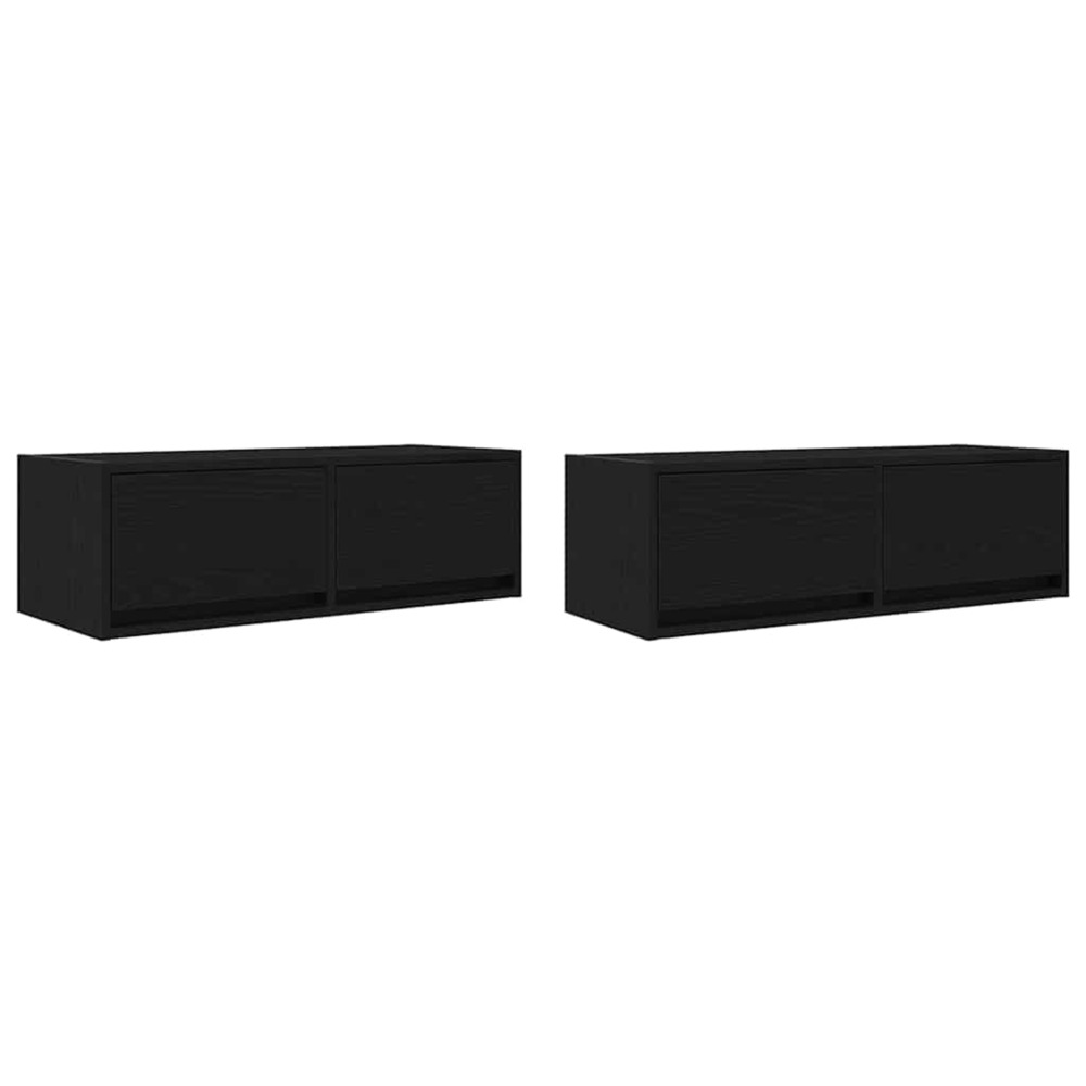 Meuble tv 2 pcs chêne noir 80x31x25,5 cm bois d'ingénierie