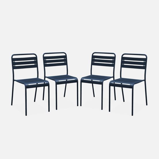 Lot de 4 chaises de jardin acier, amélia, l44 x p52 x h79cm