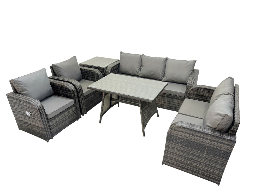 7 places dossier haut ensemble de meubles de jardin en rotin avec table à manger 3 places canapé d'amour table d'appoint