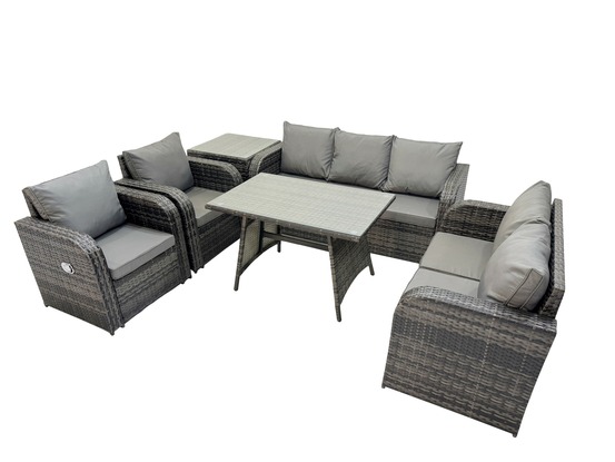 7 places dossier haut ensemble de meubles de jardin en rotin avec table à manger 3 places canapé d'amour table d'appoint