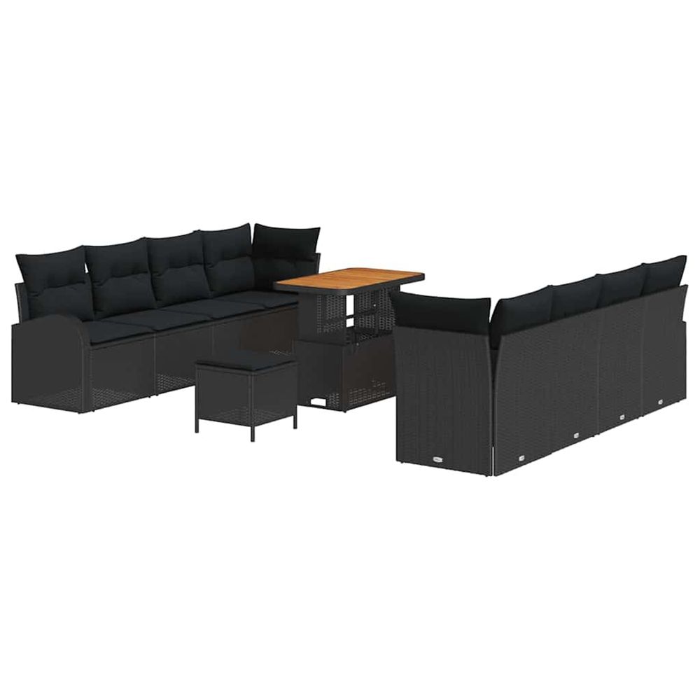 Ensemble de canapé de jardin 11 pc noir polyrotin