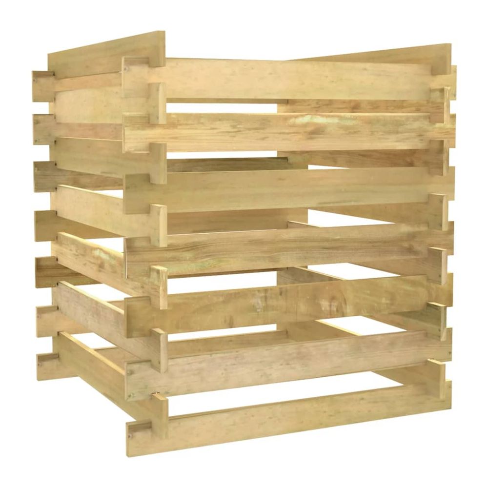 Composteur de jardin à lattes 90x90x90 cm bois de pin imprégné