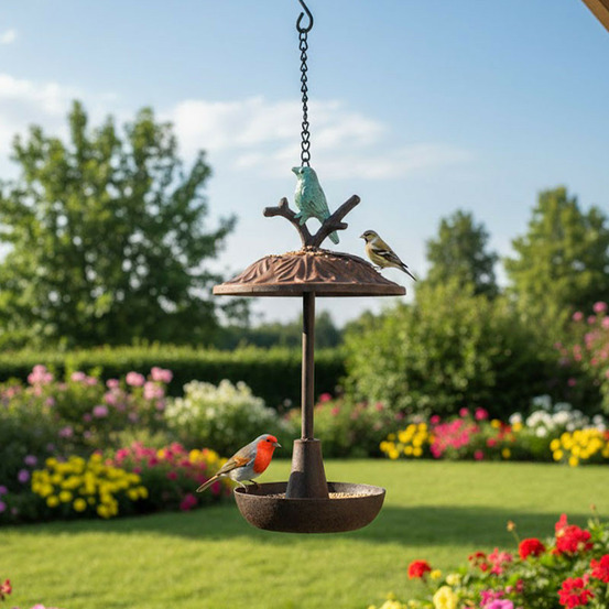 Mangeoire oiseau à suspendre 15x15x46cm