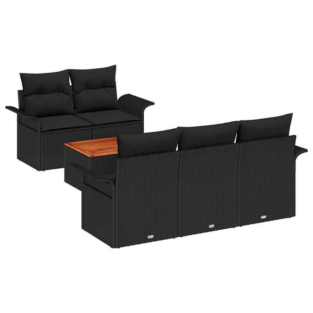 Ensemble de canapé de jardin avec coussin 6 pcs noir