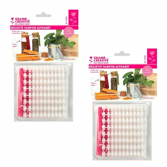 2 réglettes tampon alphabet pour pâte polymère