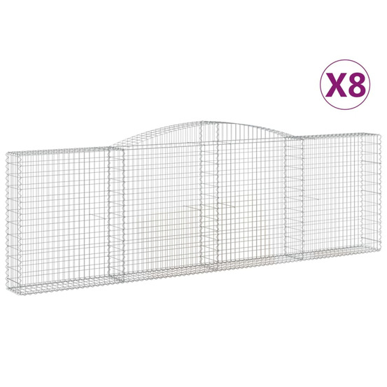 Paniers à gabions arqués 8 pcs 400x30x120/140 cm fer galvanisé