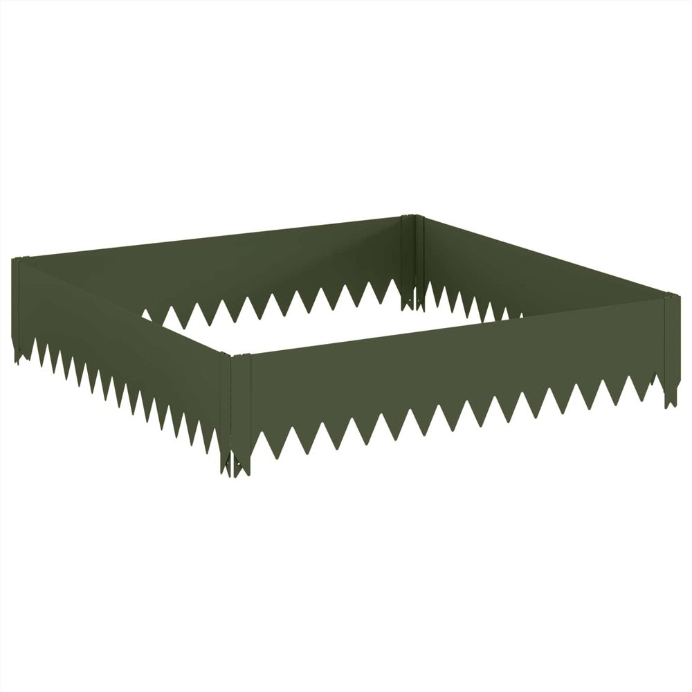 Bordure de pelouse 100 x 100 x 20 cm acier vert olive