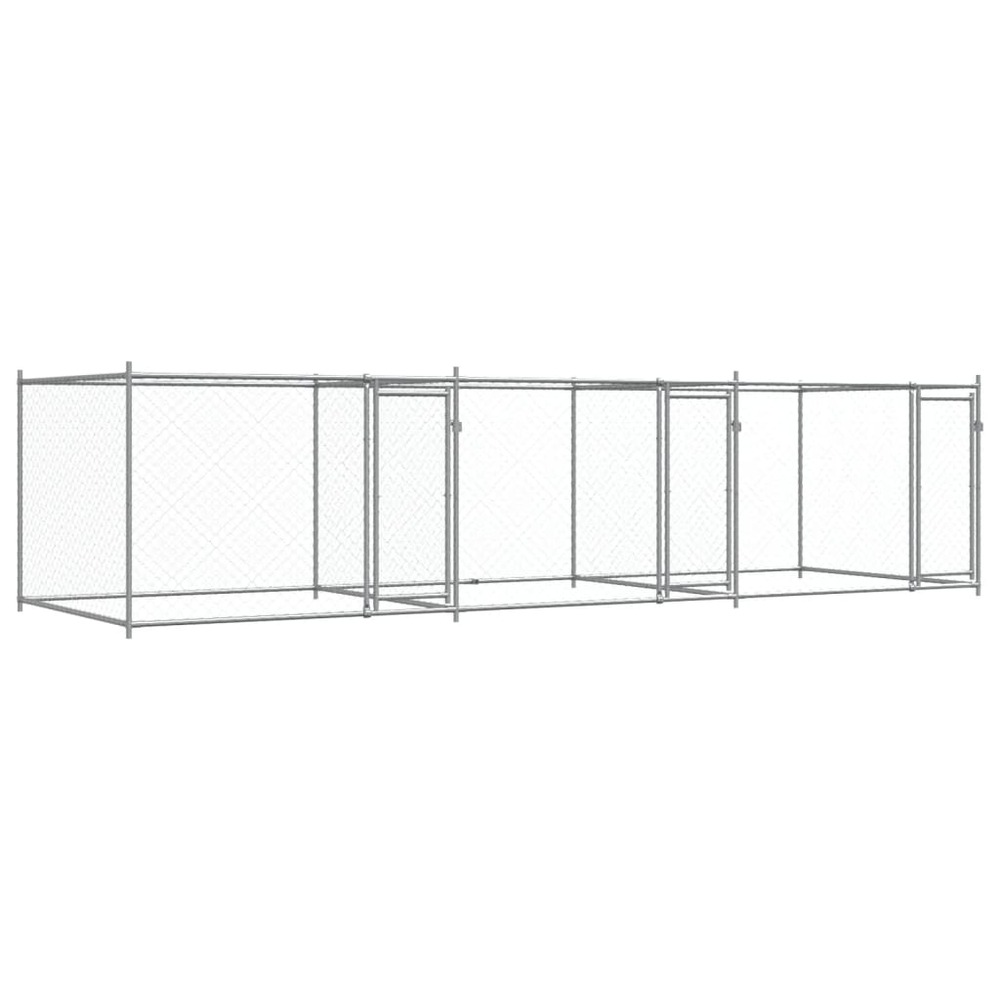 Cage pour chien avec portes 6 x 2 x 1,5 m acier galvanisé gris