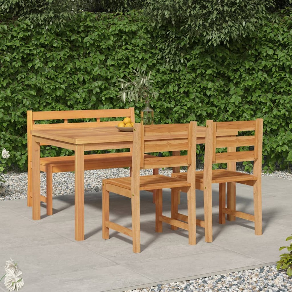 Ensemble à manger de jardin 4 pcs bois de teck massif