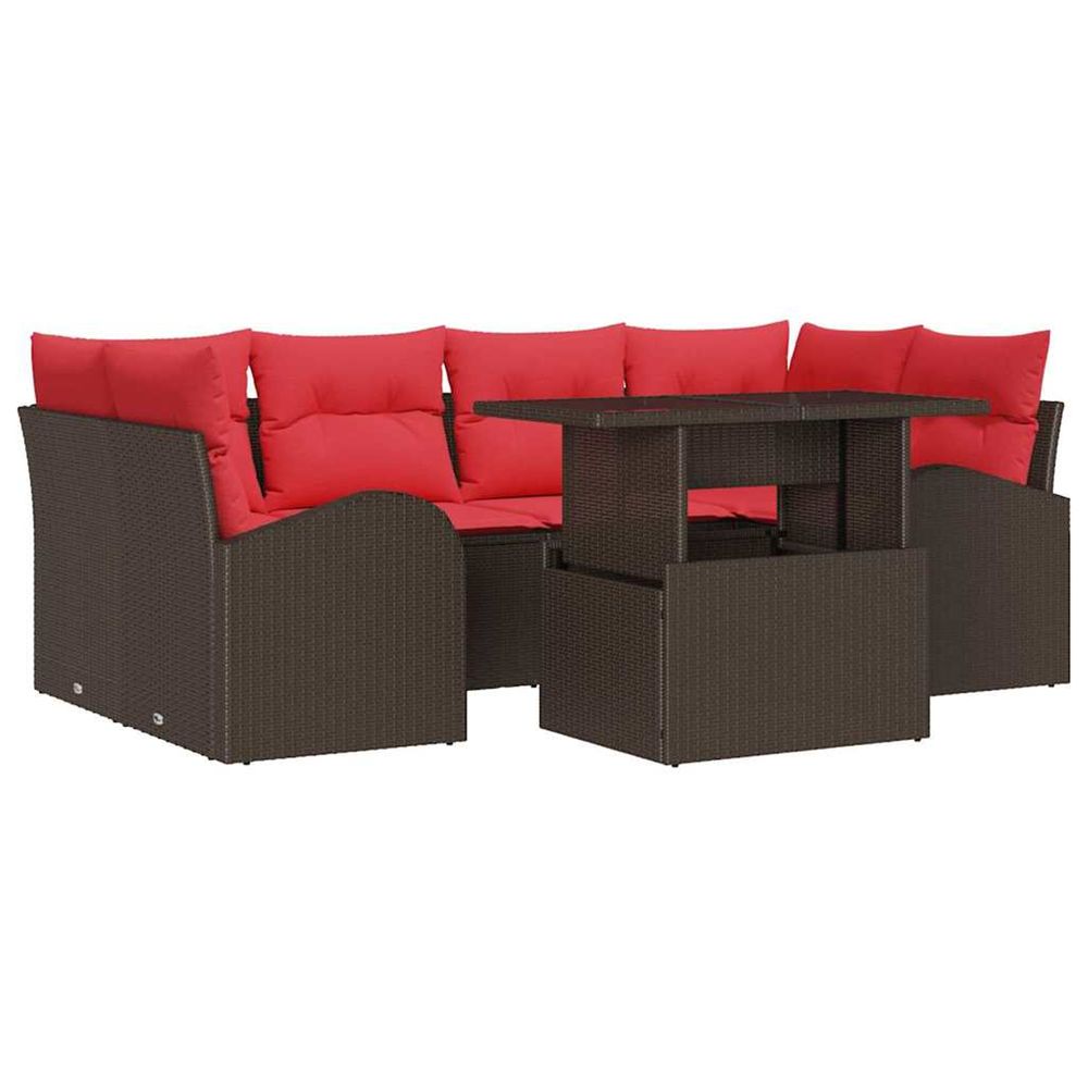 Ensemble de canapé de jardin 7 pc marron polyrotin