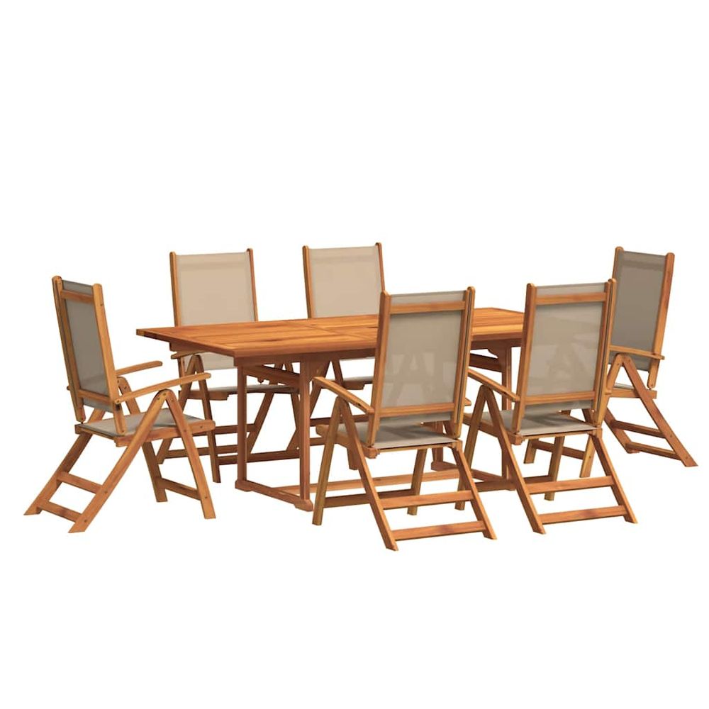 Ensemble à manger de jardin 7pcs bois d'acacia solide textilène