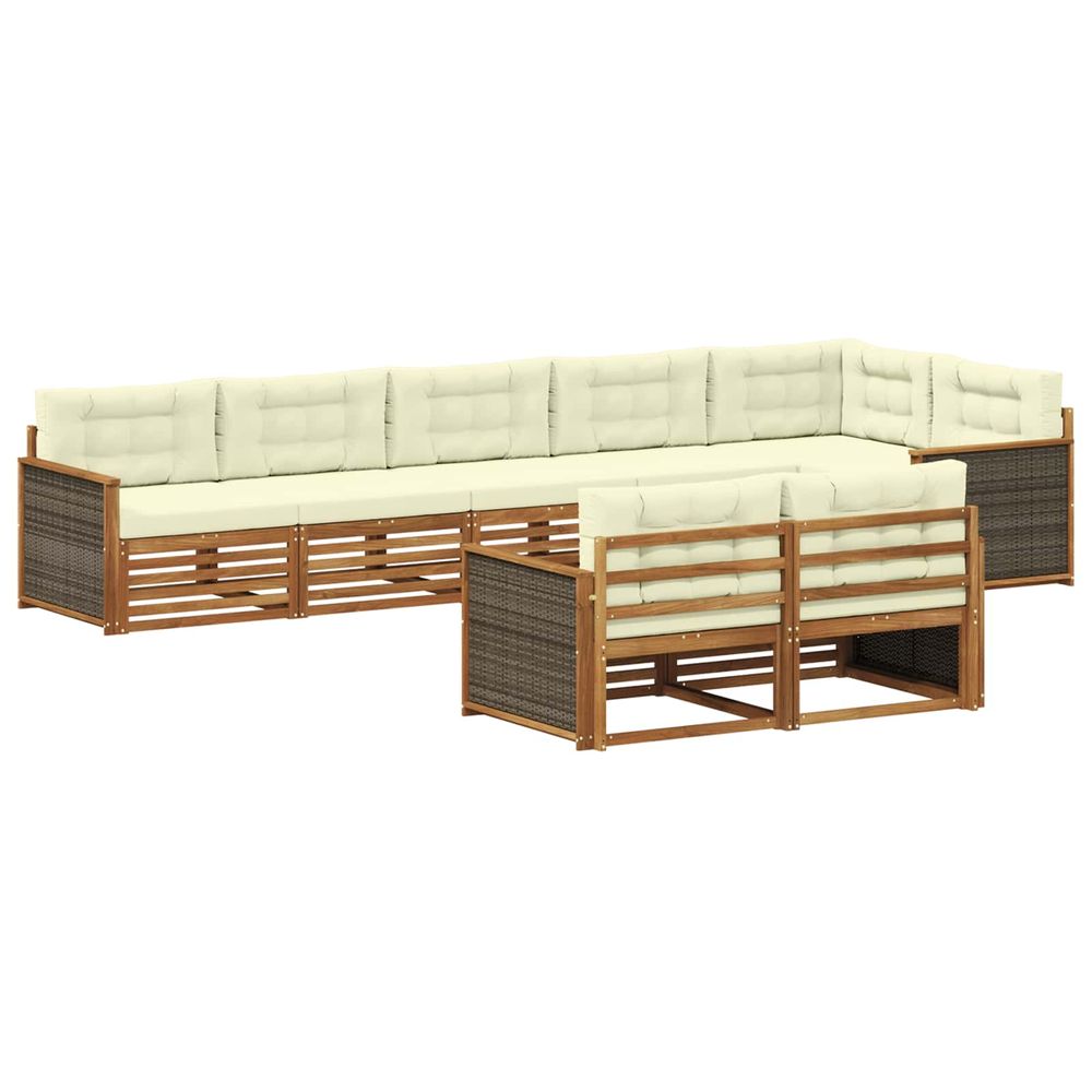 Ensemble de canapés d'extérieur 8 pc naturel et crème