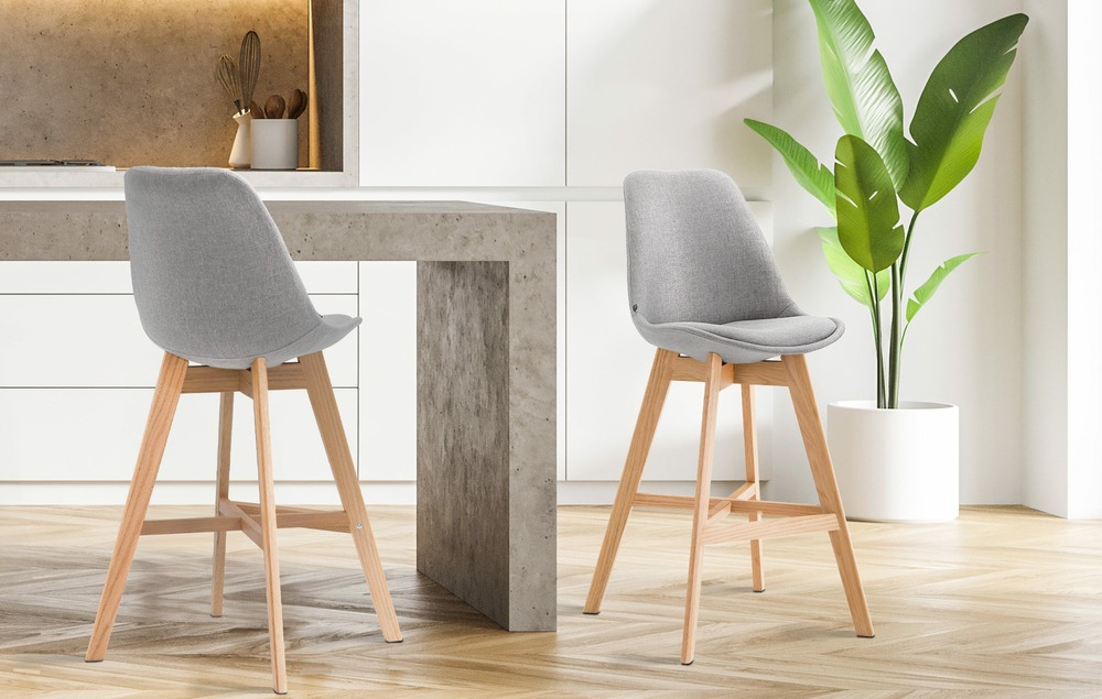 Tabouret de bar cannes tissu natura