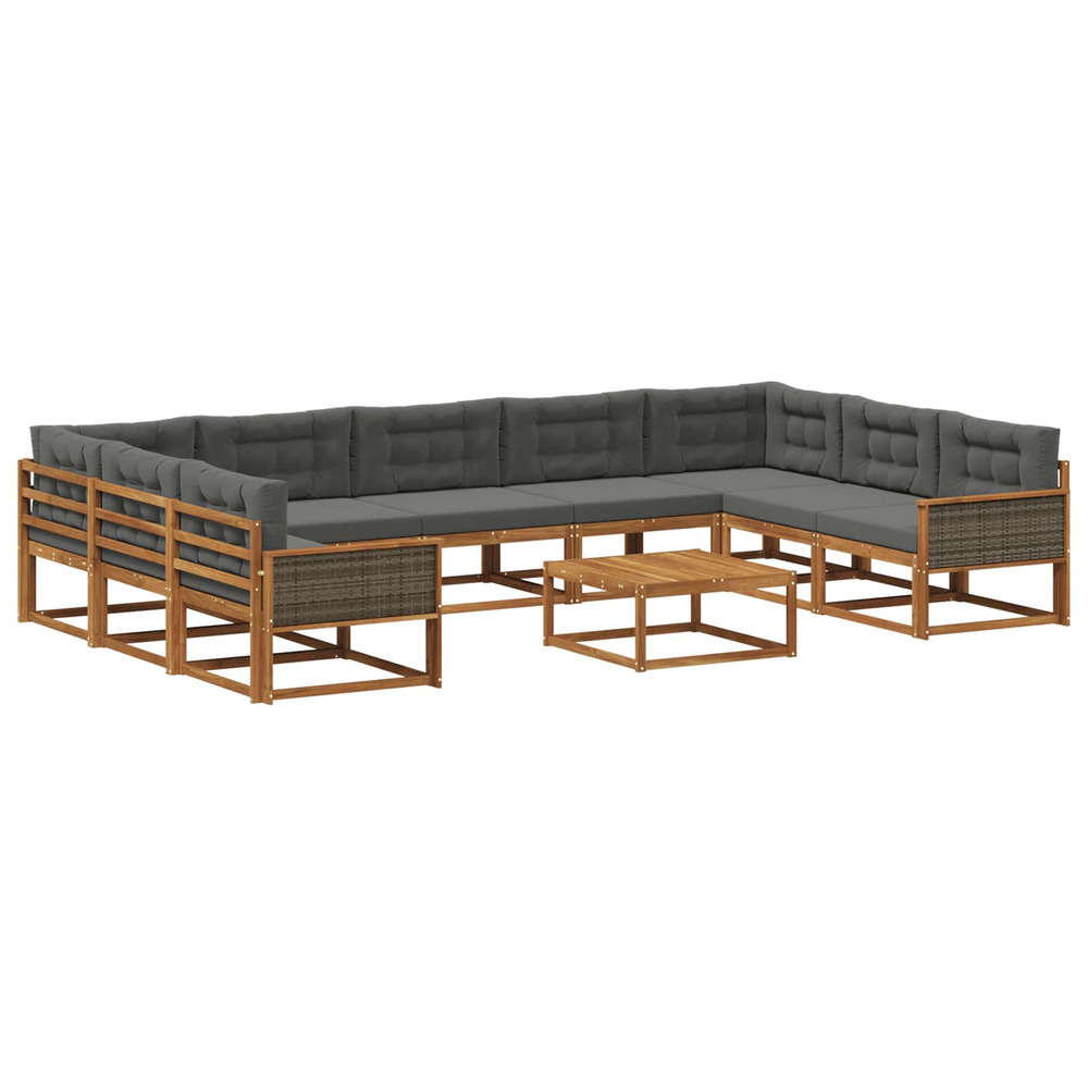 Ensemble de canapés d'extérieur 10 pcs naturel et anthracite