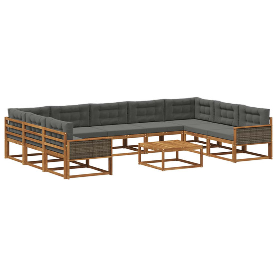 Ensemble de canapés d'extérieur 10 pcs naturel et anthracite