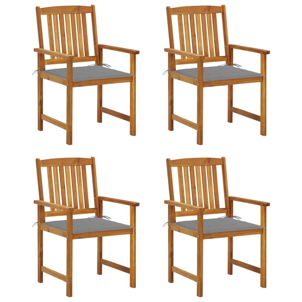Chaises de jardin avec coussins lot de 4 bois d'acacia massif