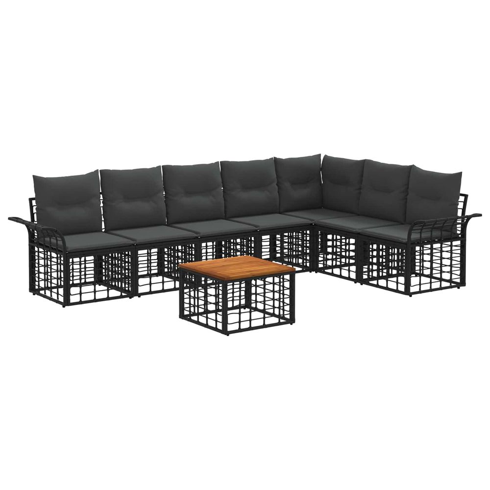 Ensemble de canapés d'extérieur 8 pc noir et gris foncé