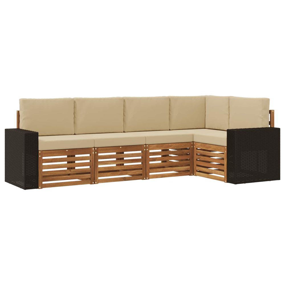 Ensemble de canapés d'extérieur 5 pc naturel et beige polyester
