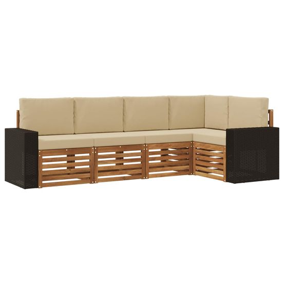 Ensemble de canapés d'extérieur 5 pc naturel et beige polyester