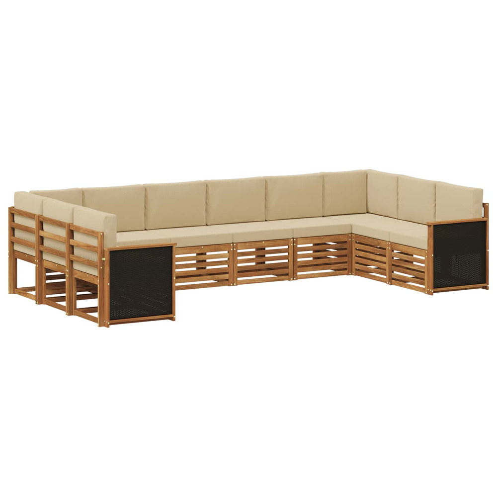 Ensemble de canapé d'angle avec coussin 7 pcs naturel