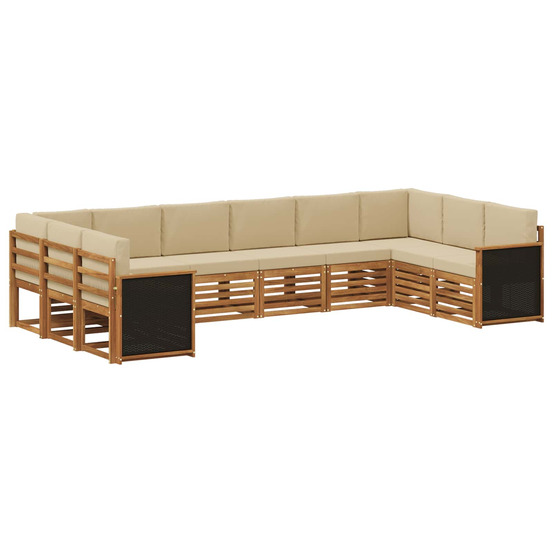 Ensemble de canapé d'angle avec coussin 7 pcs naturel