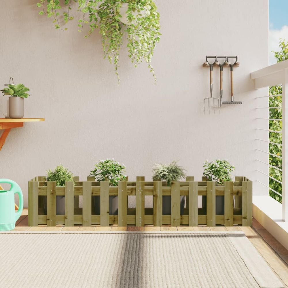 Jardinière surélevée en pin traité autoclave pour jardin brun 150x30x30cm