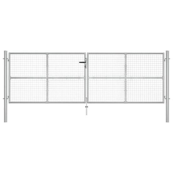 Portail de jardin en acier galvanisé 400 x 125 cm argent