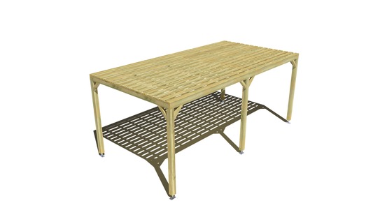 Pergola bois • 6m x 3m • indépendante • sens profondeur • platelage bois • livraison comprise